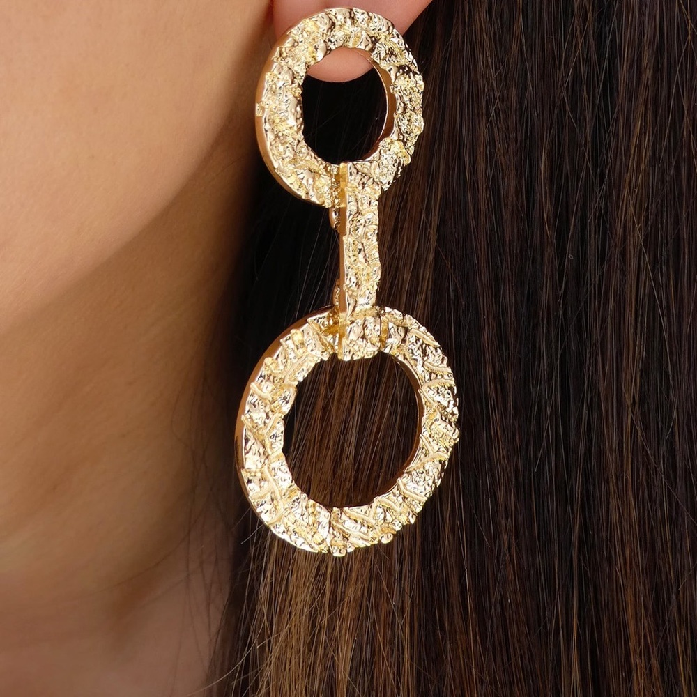 🆕 Textured Round Drop Fashion Earrings